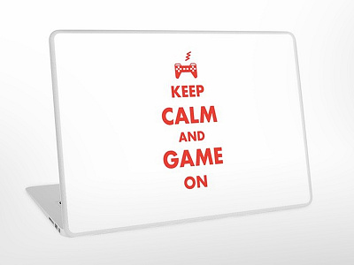 Keep Calm and Game On console controller gamers gaming laptop skin retro typography video games