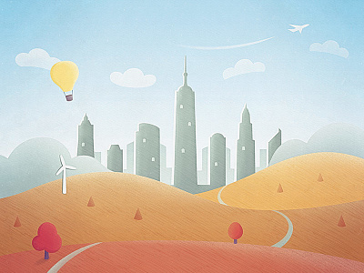 Shining City on a Hill america art autumn east coast fall illustration poster retro travel vector