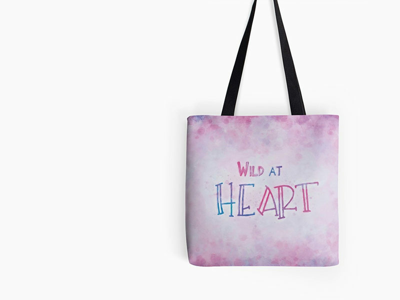 Wild At Heart fun colorful painted artist creative tote bag typography art typography design kids art