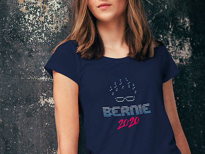 Vaporwave Bernie 2020 80s 90s logo politics print retro t shirt design typography