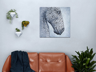 Kelpies in the Rain - wall art art blue digital art interior decor interior design poster print rain sculpture wall art