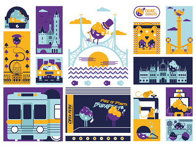 Budapest, the city of donuts - package illustration artwork budapest donuts illustration orange package design purple