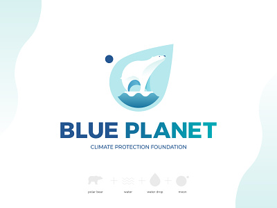 Blue Planet logo blue blue planet climate change climate protection gradients logodesign polar bear water