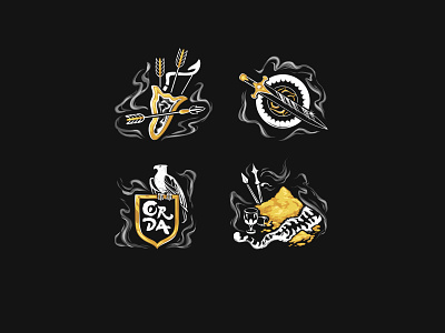 golden horde icons arrow black and white bow eagle game icons gold icon icons illustration objects props rogue shadow shield smoke sword tiger treasure vector warrior
