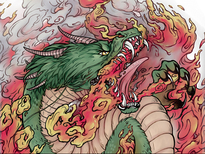 dragon animal behance behance project bitmap chinese chinese style concept design dracarys dragon drawing fire flame illustration photoshop rage smoke tattoo tattoo design teeth
