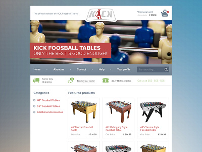 Foosball Tables e commerce foosball site webdesign webshop website