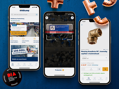 The Wildkamp app has been nominated for a DIA award! app award b2b business dia dia award dia awards ecommerce iphone mockup nominated nominee product scanner shop store webshop