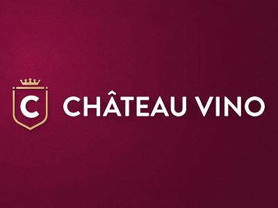 Chateau Vino logo (in color) crest crown logo logotype minimal vintage wijn wine winery