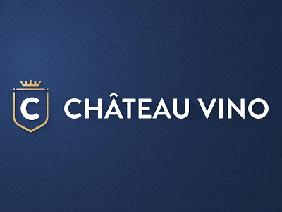 Chateau Vino logo (in alternative color) crest crown logo logotype minimal vintage wijn wine winery