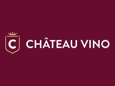 Chateau Vino logo (flat version) crest crown logo logotype minimal vintage wijn wine winery