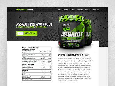 Musclepharm Assault Pre-Workout (landingpage) fitness green landingpage product productpage website