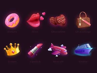 Partial Illustration 2 aircraft app chocolate crown cruise design donuts gift icon illustration kiss lipstick mouth package vector
