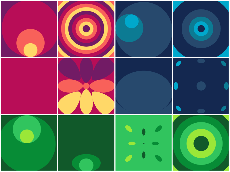 Mosaique Dribbble 2d animation circles color mosaic motion motion design pop