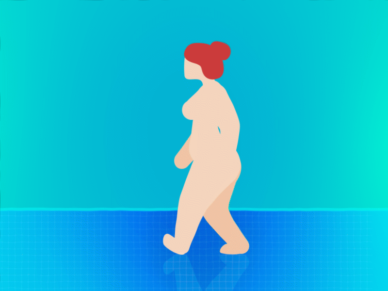 Naked woman walking animation character naked pool rig rubberhose swimming walk walking woman