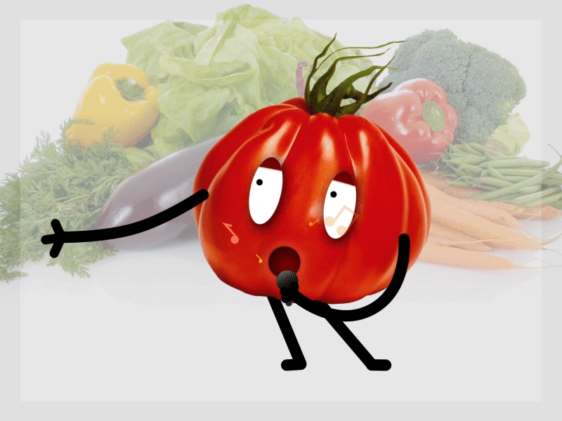 Singer Tomato 🎤♫♩♬ animtion design fruits motion photo red sing singer tomato vegetables