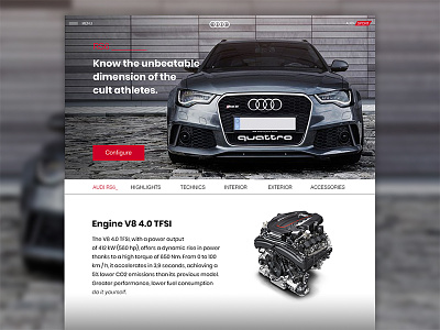 Audi Sport audi car design landpage lines page red sport ui ux web website