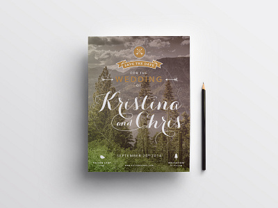 K & C Save The Date graphic design wedding invite