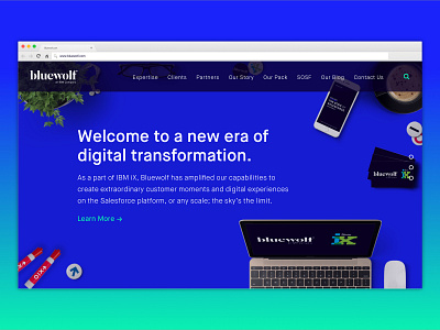 Bluewolf Homepage with IBM Acquisition Announcement homepage design ui ux