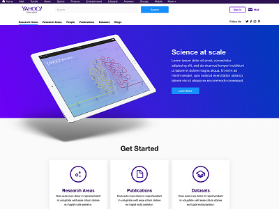 Yahoo Research Landing Page ux visual design