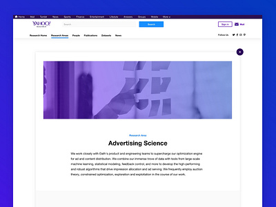 Yahoo Research Area Detail Page