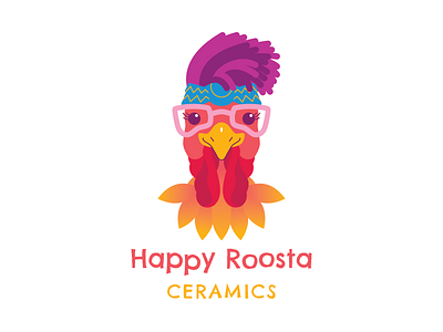 Happy Roosta Ceramics Logo branding business ceramics character design characters design illustration logo rooster vector