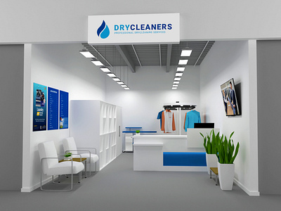 Dry Cleaners Reception 3d design render