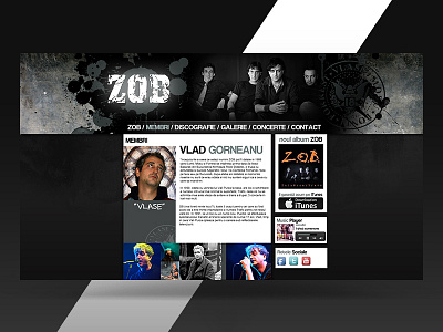 Rock Band Website band concept inside page rock ui