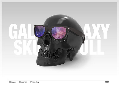 Black Skull 3d galaxy glasses landing render skull
