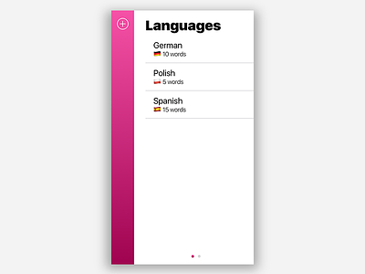 Vocapp iOS app (Concept 1) app apple emoji flag gradient ios ios 10 language pink translate ui ux