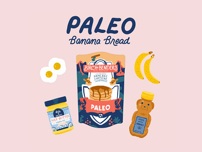 Paleo Banana Bread 1 color food handlettering illustration monoline script pink popart recipe script lettering typography