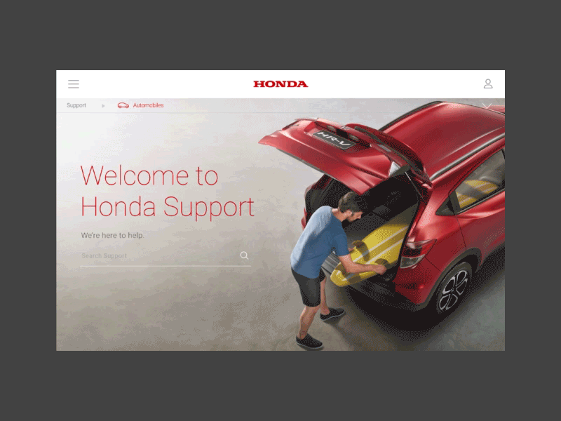 Honda Costumer Service costumer service design gif hero interface principle scroll