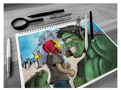 Marvel Fanart - Iron Man Vs Hulk comic comic art fanart graphic hulk illustration illustrator iron man marvel marvel comics marvel fan art mcu