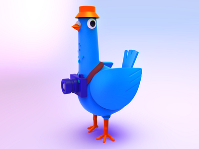 Cartoon tourist-pigeon 3d 3d art 3d artist art bird camera character color cute design funny game hat pigeon render stylized tourist