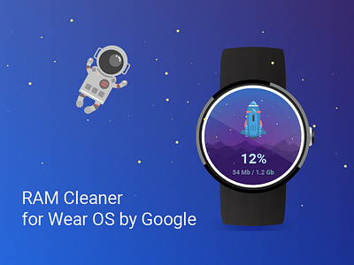 Design for mobile app RAM Cleaner for Wear OS by Google