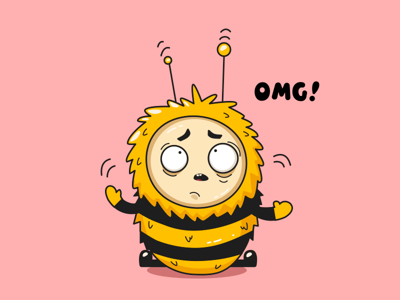 Astonished bee — Animated Sticker ae aftereffects animation character color cute design emoji flat funny gif illustration shape animation sticker vector