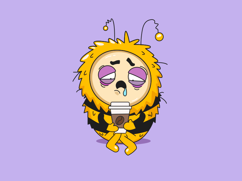 Sleepy bee — Animated Sticker ae aftereffects animation character color cute design emoji flat funny illustration motion shape animation sticker vector