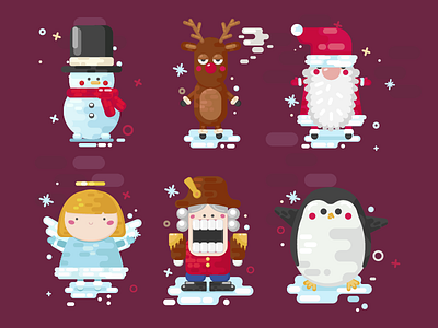 Christmas cute characters icons