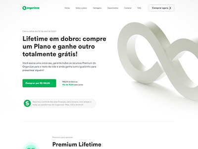 Organizze - Lifetime promo Landing Page