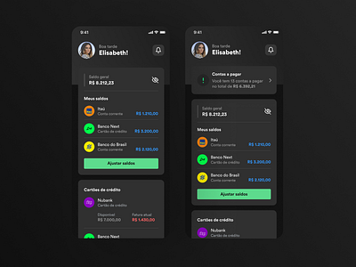 Organizze - New Dashboard - Dark Mode