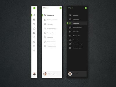 Sidebar navigation Mrjoon dashboard design ui ux