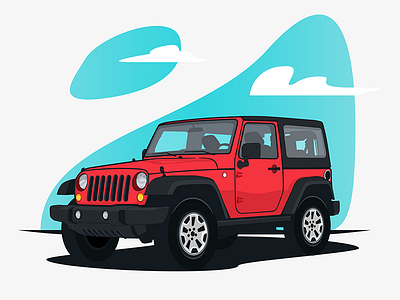 Jeep Wrangler cars illustration jeep offroad red vectors vehicles wrangler
