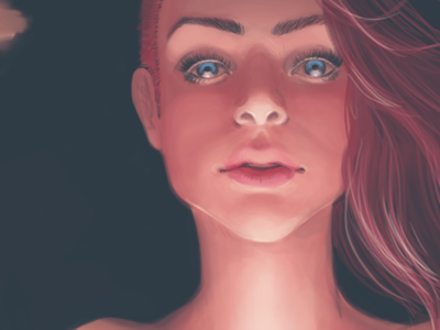 Work in Progress: Goddess blue eyes dramatic illustration lighting lips pink hair portrait woman