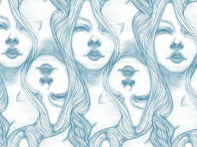 A Patterned Portrait blue face flip line pattern portrait repeat tessellation woman