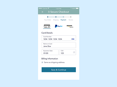 Daily UI Challenge #002 checkout mobile payment ui