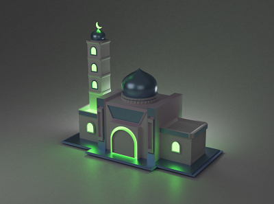 3d Mosque Night View animation branding design illustration logo sis typography ui ux vector