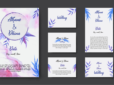 Water Color Invitation Card Set animation branding color design illustration logo sis typography ui ux vector water wedding