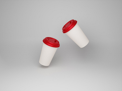 Paper Cup Model Design 3d blank blendar cafe container cup disposable mocha paper recycling red