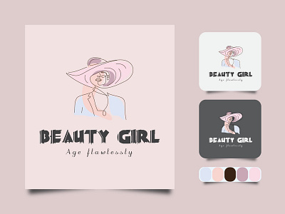 Beauty Girl Line art Minimal logo. art badge business design emblem hipster icon illustration label logotype outline vector