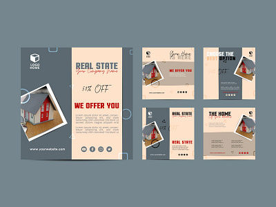 Real Estate social media banner post Minimal Design business button chart design icon info infographic presentation sign template vector web