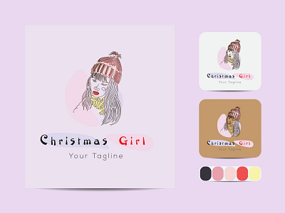 Christmas Girl line art logo art brand creative drawing fashion icon new logo sign symbol trendy vector